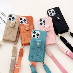Multicolor Leather Card Holder Crossbody Case