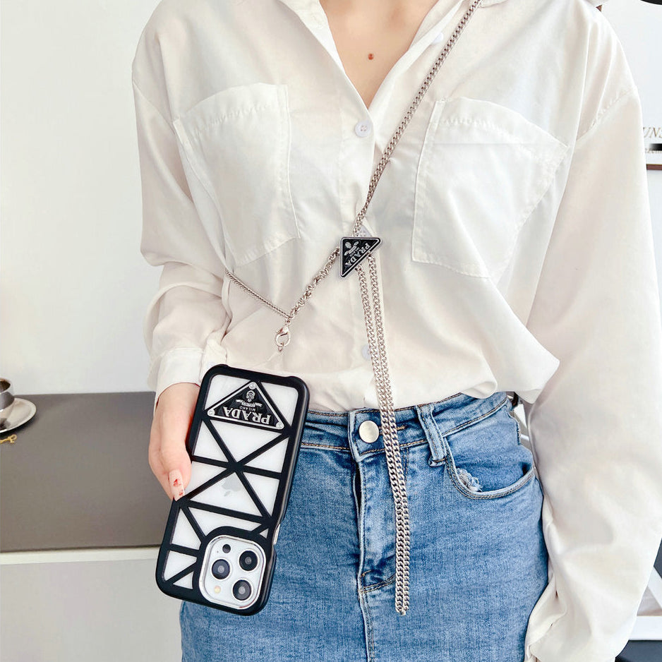 Hollow Out Triangle Logo Chain Case