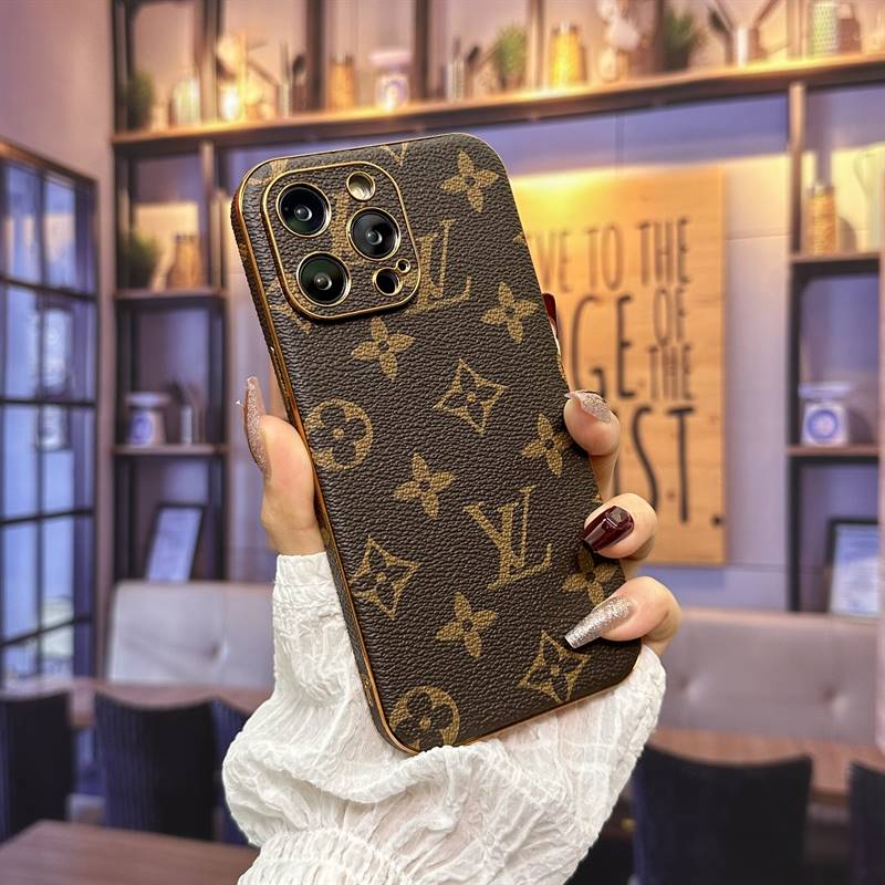 Gold-edged electroplated leather case