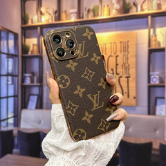 Gold-edged electroplated leather case