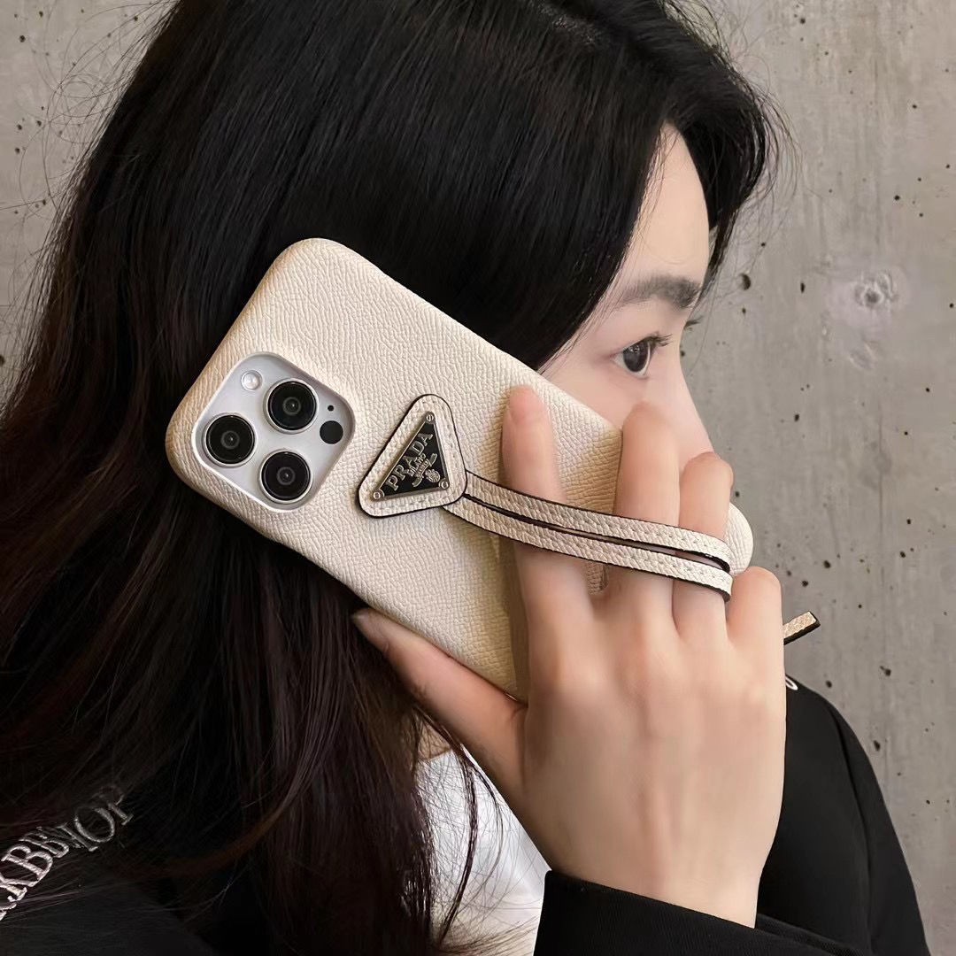 Leather Triangle Logo Hand Strap Case
