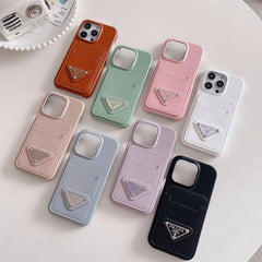 Leather Triangle Logo Card Case