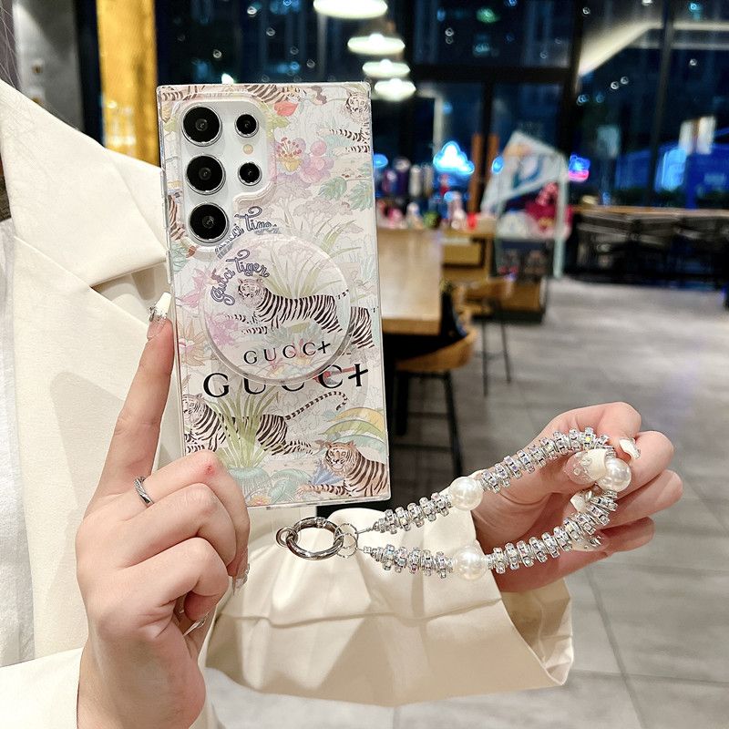 Tiger Floral Pattern Magnetic Holder Samsung Case