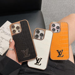 Electroplating Luxury Crocodile Pattern Leather Case