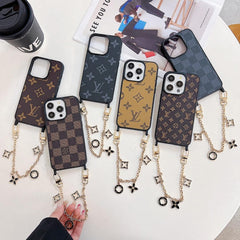 Metal Floral Chain Leather Case