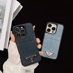 Denim Triangle Logo Card Case