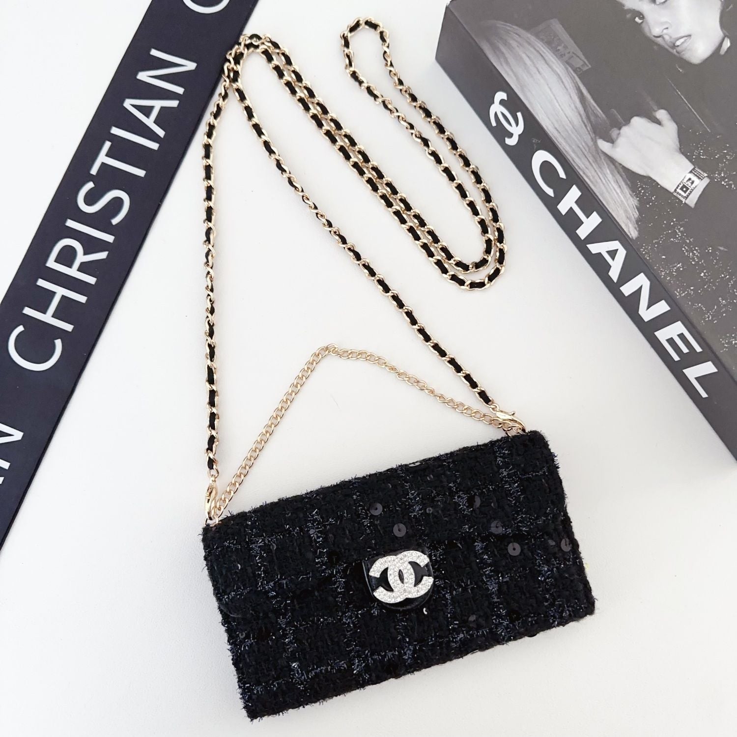 Vintage Sequin Suede Lanyard Case