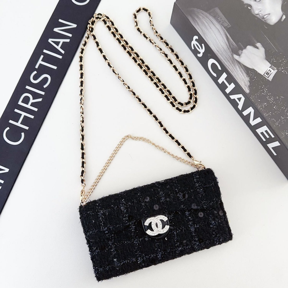 Vintage Sequin Suede Lanyard Case