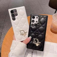 Leather Pearl Letter Logo Samsung Case
