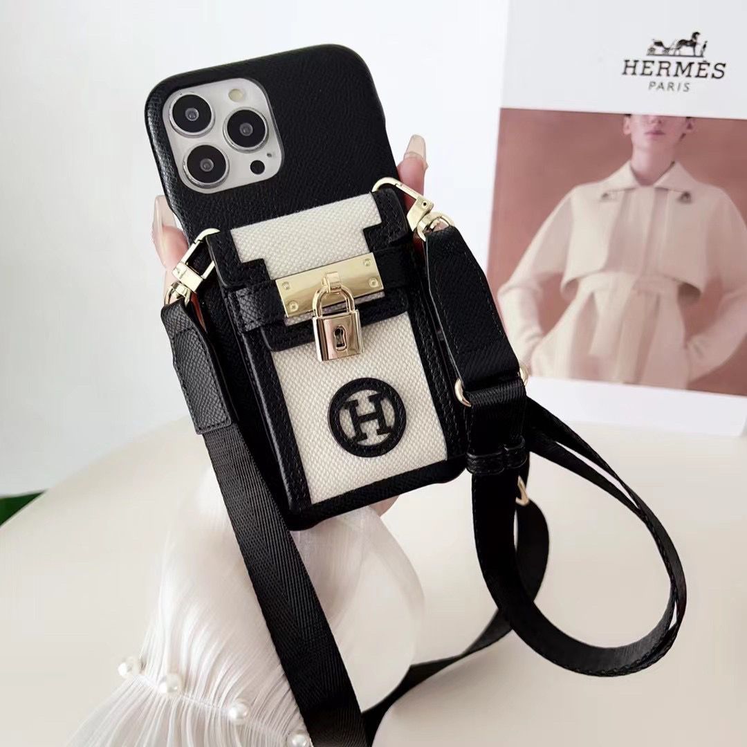 Lock Leather Canvas Crossbody Case
