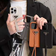 Leather Triangle Logo Hand Strap Case