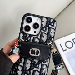 Vintage Embossed Crossbody Card Case