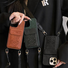 Leather Card Holder With Strap Case