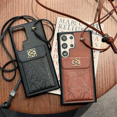 Trendy Embossed Card Holder Crossbody Samsung Case