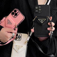 Triangle Logo Card Holder Crossbody Case
