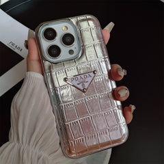 Electroplating Crocodile Pattern Silver Triangle Logo Case