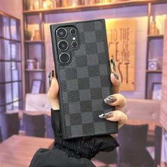 Leather Retro Checkerboard Samsung Case