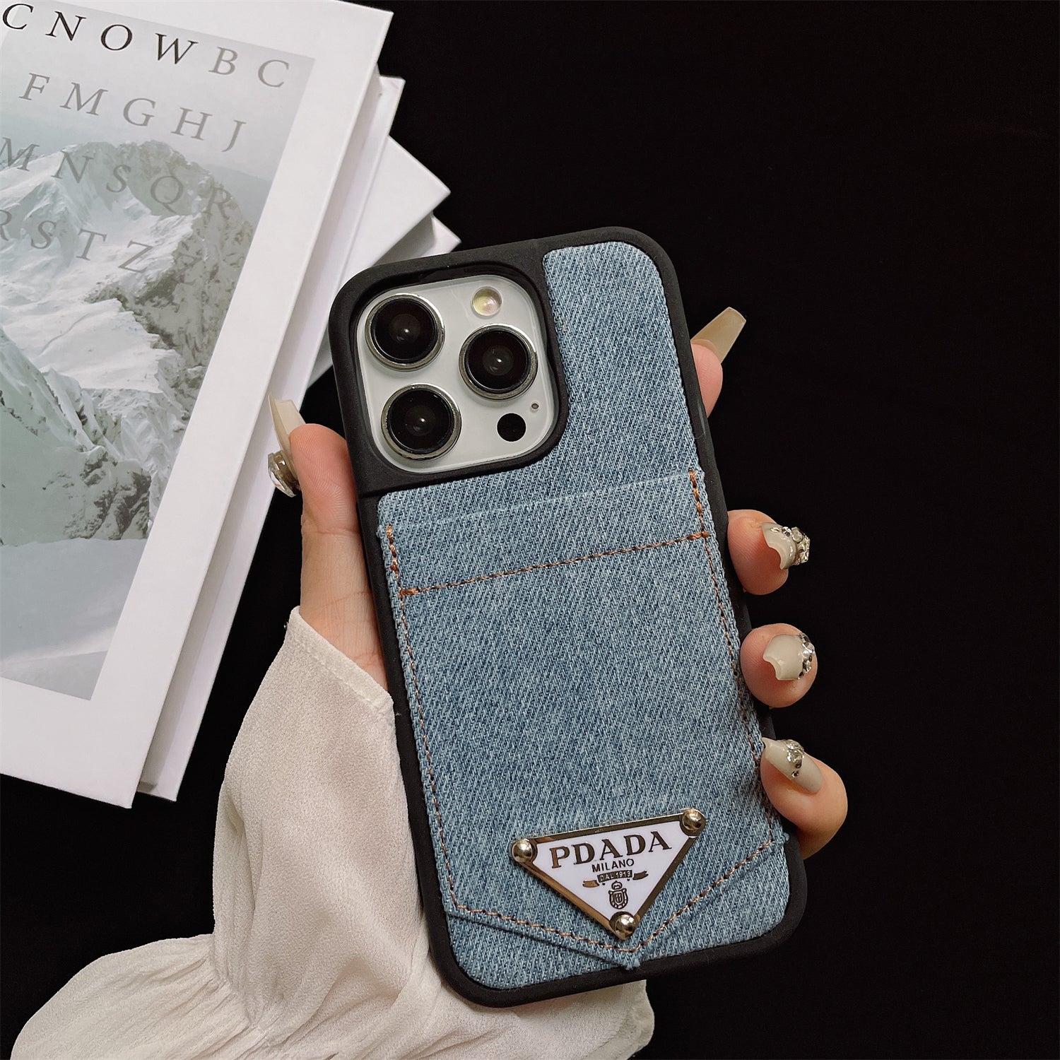Denim Triangle Logo Card Case