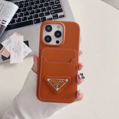 Leather Triangle Logo Card Case