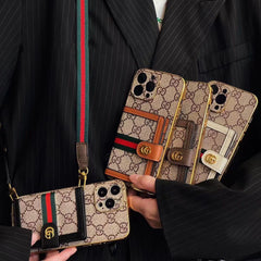 Retro Embossed Crossbody Card Holder Case