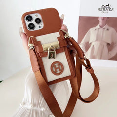 Lock Leather Canvas Crossbody Case