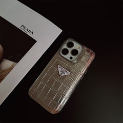 Electroplating Crocodile Pattern Silver Triangle Logo Case
