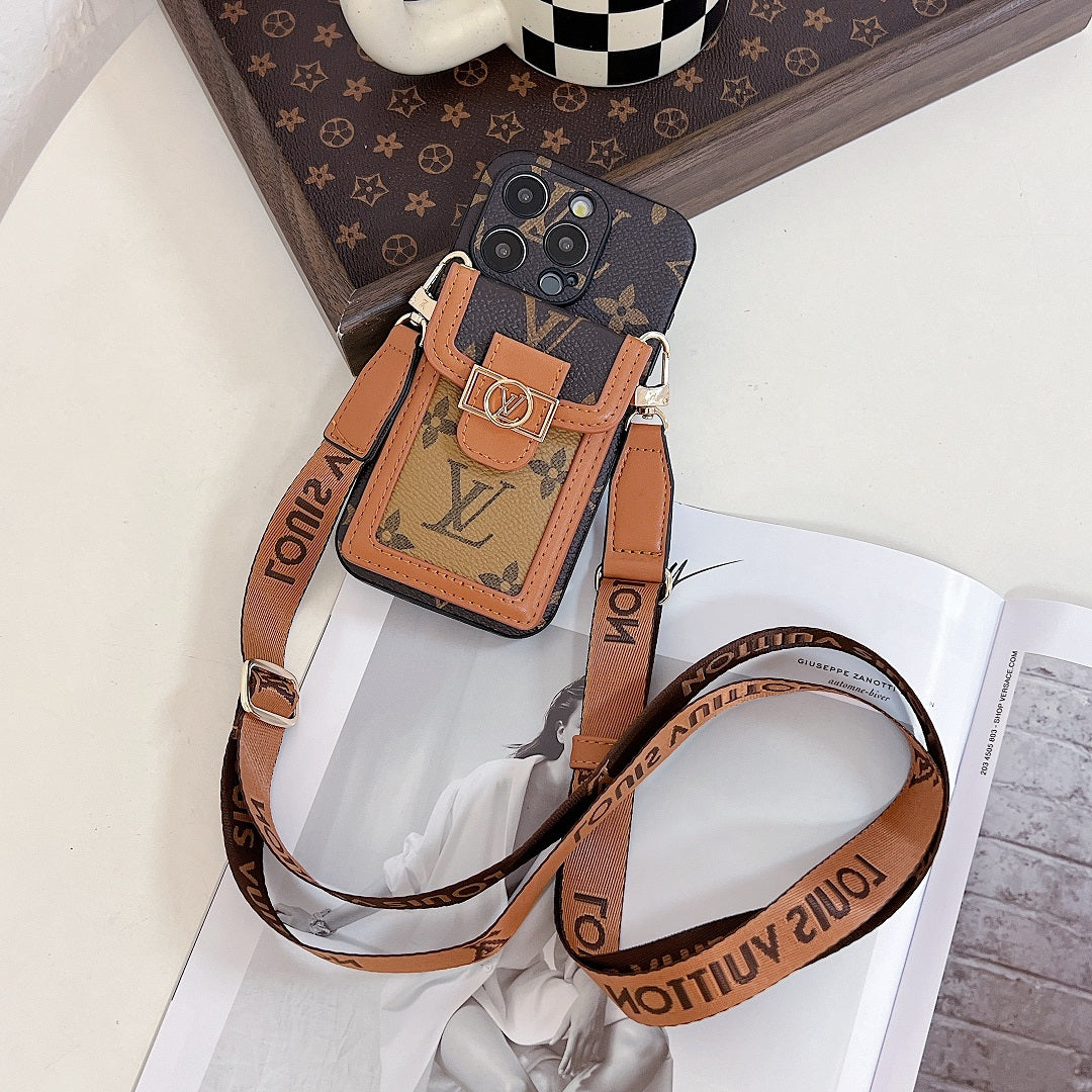 All-inclusive Leather Card Holder with Lanyard Case