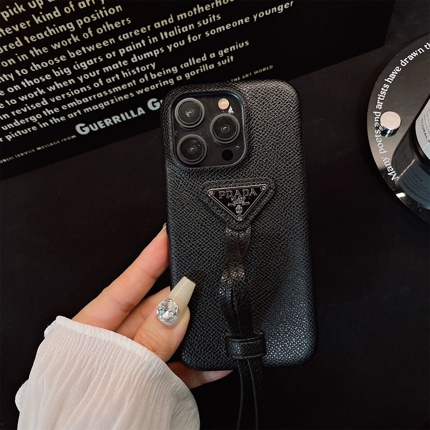 Leather Triangle Logo Wristband Case