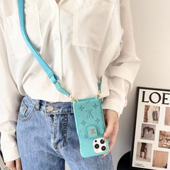Multicolor Leather Card Holder Crossbody Case