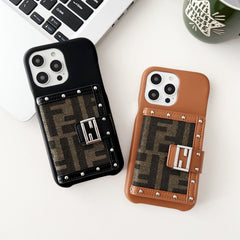 Retro F Print Crossbody Card Holder Case