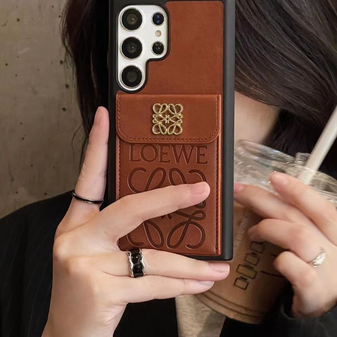 Metal Embroidered Leather Card Holder Samsung Galaxy Case