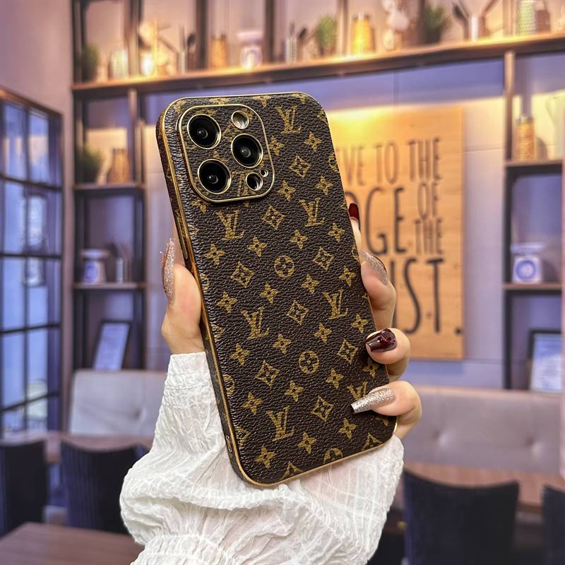 Gold-edged electroplated leather case