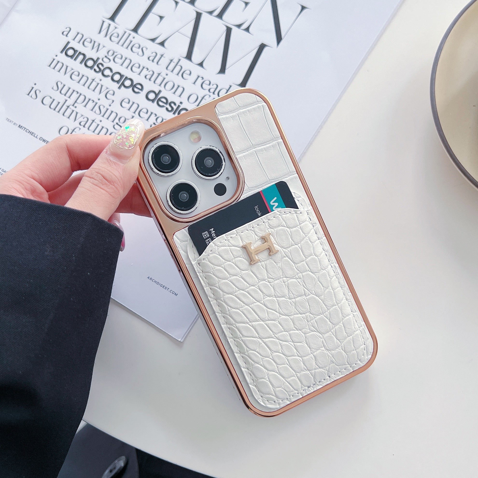 Electroplating Leather Card Holder Case