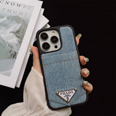 Denim Triangle Logo Card Case