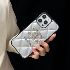 Fashion Rhinestone Logo Leather Case