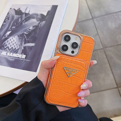 Electroplated Triangle Leather Card Holder Case