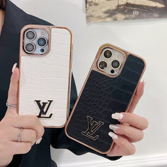 Electroplating Luxury Crocodile Pattern Leather Case