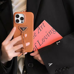 Leather Triangle Logo Hand Strap Case