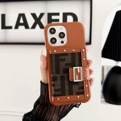 Retro F Print Crossbody Card Holder Case