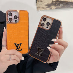 Electroplating Luxury Crocodile Pattern Leather Case