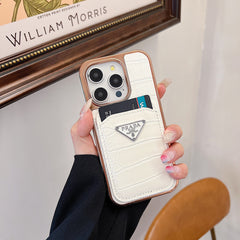 Electroplated Triangle Leather Card Holder Case
