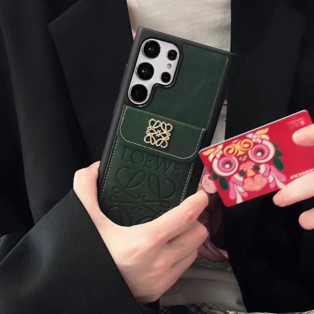 Metal Embroidered Leather Card Samsung Case