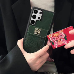 Metal Embroidered Leather Card Samsung Case
