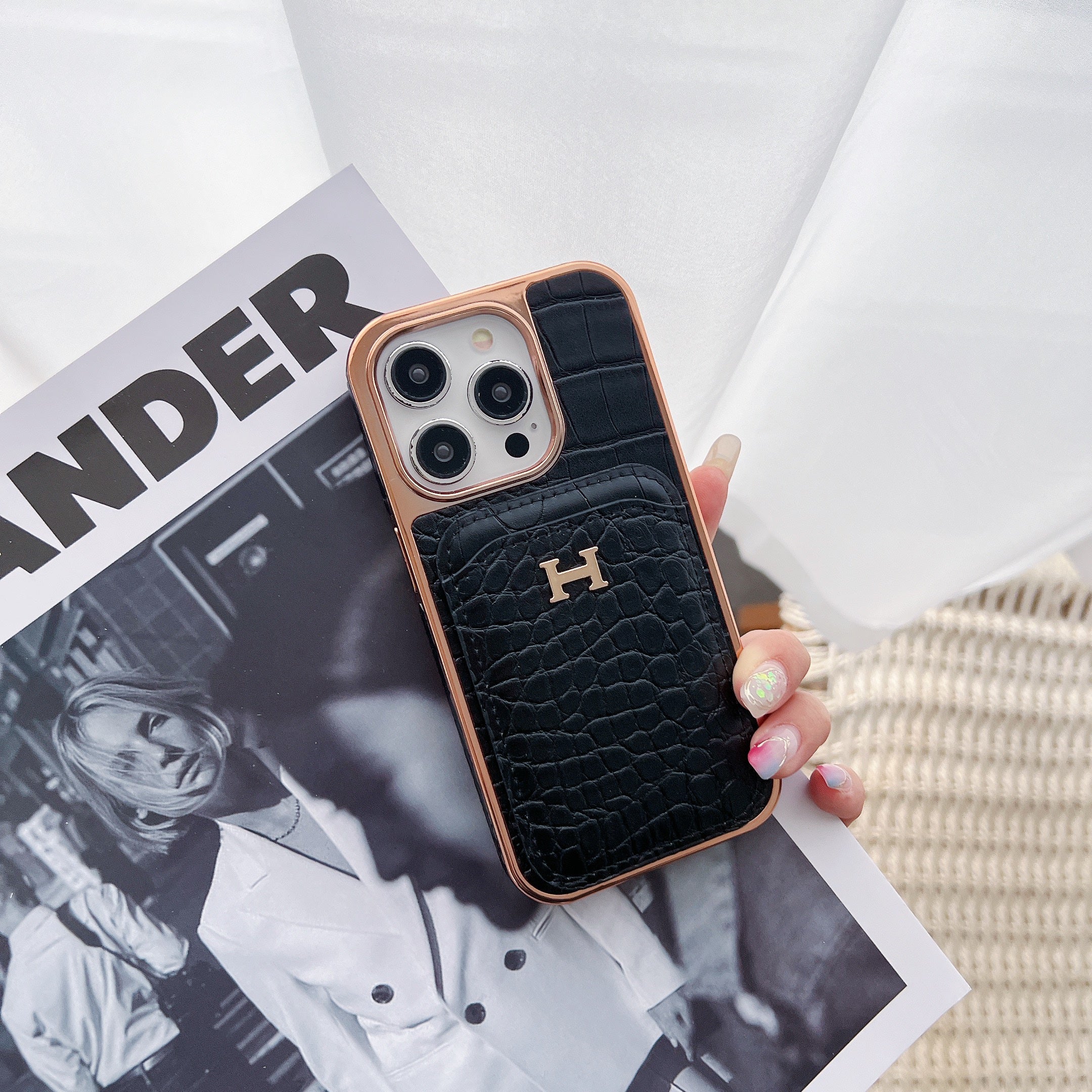 Electroplating Leather Card Holder Case