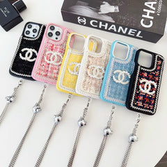 Fashion Wool Material Pearl Crossbody Strap Case