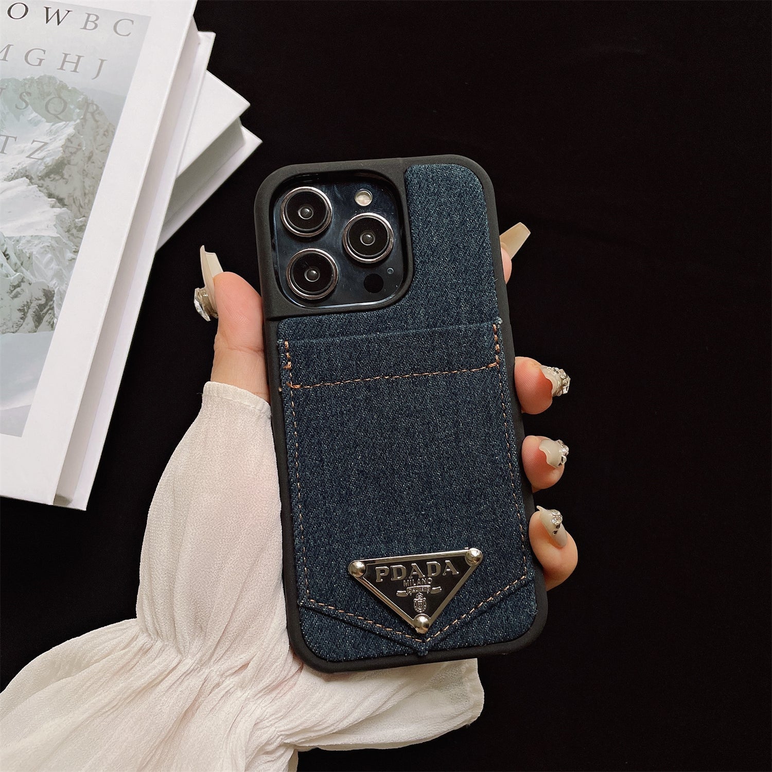 Denim Triangle Logo Card Case