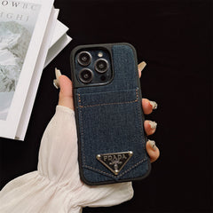Denim Triangle Logo Card Case