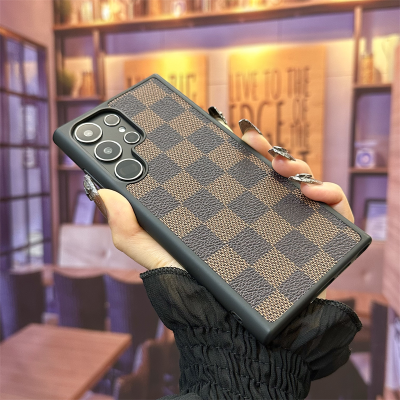 Leather Retro Checkerboard Samsung Case