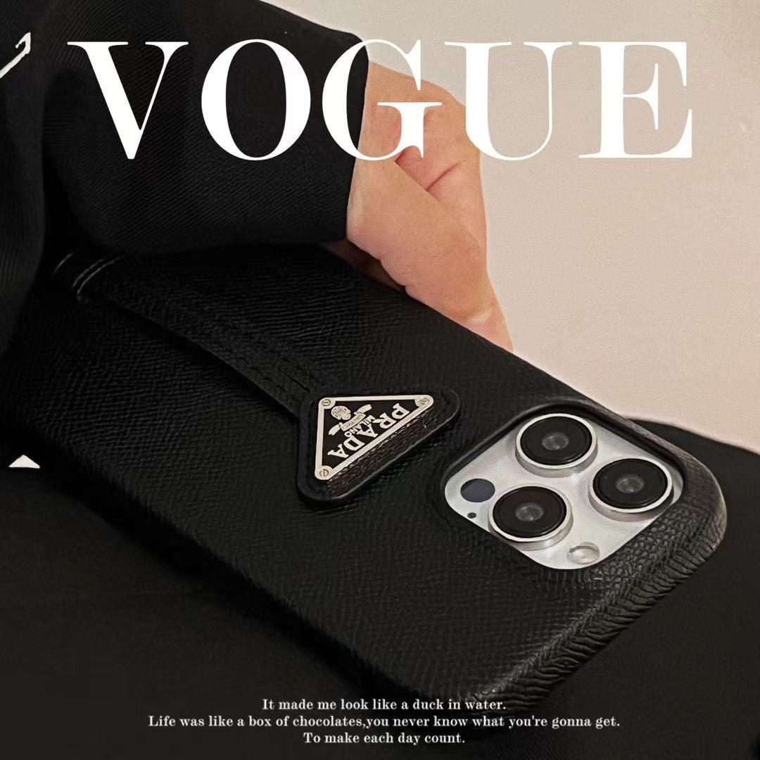 Leather Triangle Logo Hand Strap Case