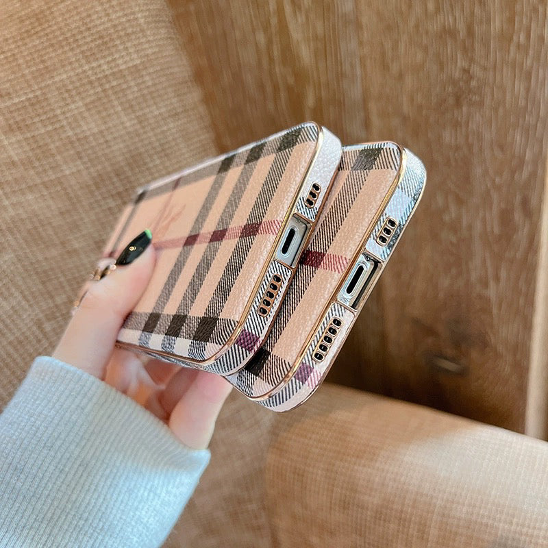 Electroplated Leather Check Case